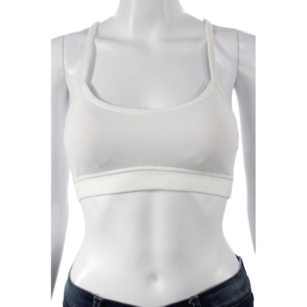 Lululemon Womens Mesh Trim Racerback Sports Bra White Nude Size 2